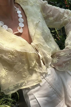 Discount Guilliana Yellow Ruffle Blouse Long Sleeves|Vacation Tops