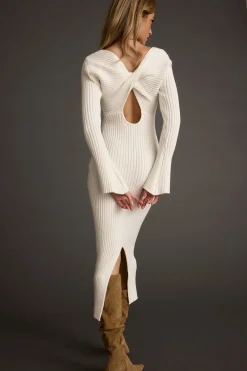 Hot Gwyneth White Sweater Midi Dress Engagement Party|Date Night Dresses