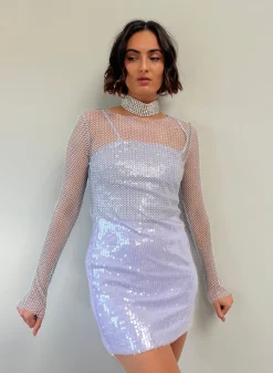 Fashion Hands Off Silver Rhinestone Top Date Night Tops|Going Out Tops