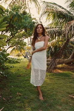 Best Hannah White Floral Applique Midi Dress Golden Hour Bachelorette|Western Bachelorette