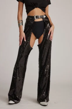 Clearance Hartley Black Sequin Chaps Going Out Bottoms|Pants