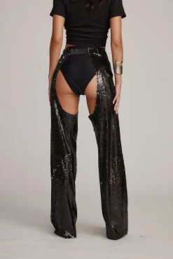 Clearance Hartley Black Sequin Chaps Going Out Bottoms|Pants