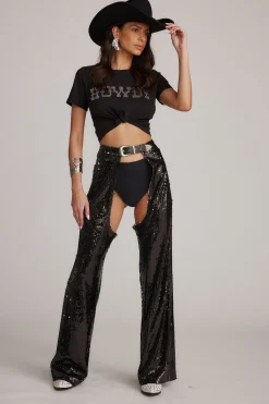 Clearance Hartley Black Sequin Chaps Going Out Bottoms|Pants