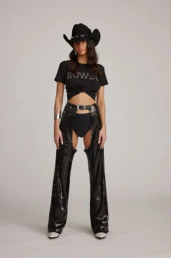 Clearance Hartley Black Sequin Chaps Going Out Bottoms|Pants