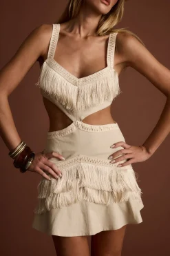 Discount Haven Ivory Fringe Cutout Mini Dress The White Edit|For You And Your Bestie