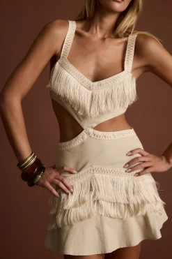 Discount Haven Ivory Fringe Cutout Mini Dress The White Edit|For You And Your Bestie