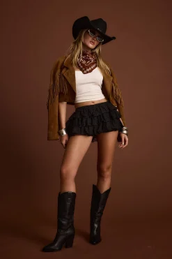 Outlet Heartstrings Black Ruffle Bloomer Shorts Shorts|Festival Style Steals