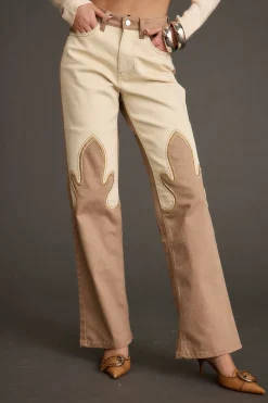 New High Noon Two Tone Western Pants Denim|Pants