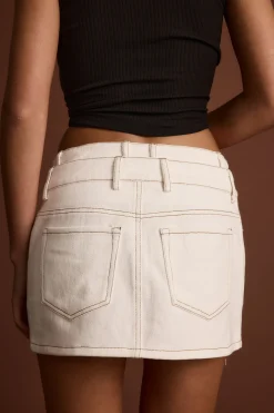 Online Hilly White Denim Micro Mini Skirt Denim|Skirts