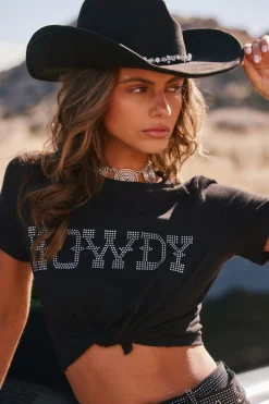 New Howdy Black Baby Tee Tees + Tanks|Denim + Diamonds Bachelorette