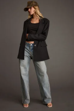 Outlet Hudson Black Blazer Date Night Tops|Jackets