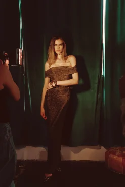 Online Hypnotized Gold Lurex Maxi Skirt Date Night Bottoms|Skirts