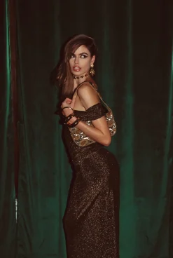 Online Hypnotized Gold Lurex Maxi Skirt Date Night Bottoms|Skirts