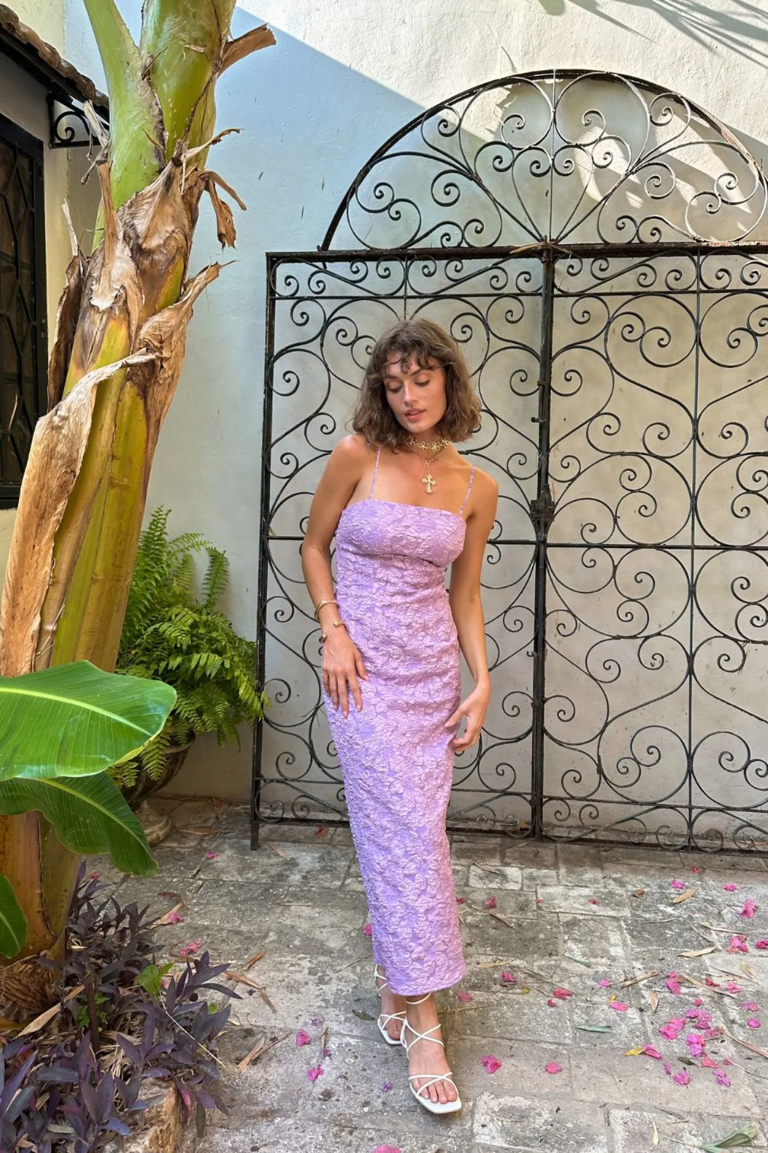 Clearance Ingrid Purple Floral Maxi Dress Wedding Guest Dresses|Maxi Dresses