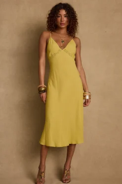 Sale Isabella Chartreuse Midi Dress Date Night Dresses|Party Dresses
