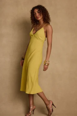 Sale Isabella Chartreuse Midi Dress Date Night Dresses|Party Dresses