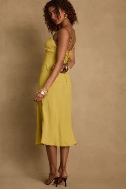 Sale Isabella Chartreuse Midi Dress Date Night Dresses|Party Dresses