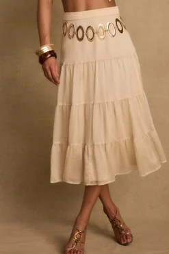 Hot Jolene Beige Tulle Tier Maxi Skirt Skirts|Festival Bottoms