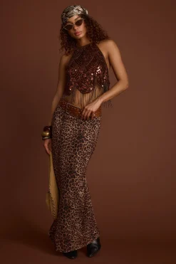 Fashion Julia Leopard Print Maxi Skirt Date Night Bottoms|Skirts