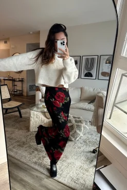 Clearance Julia Red Rose Mesh Maxi Skirt Date Night Bottoms|Skirts