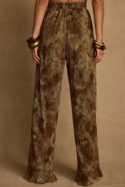 Hot Kaia Moss Metallic Floral Pants Date Night Bottoms|Pants