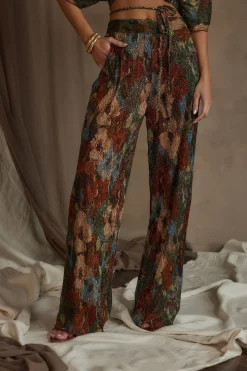 Discount Kaia Multicolor Metallic Floral Pant Pants|Sets