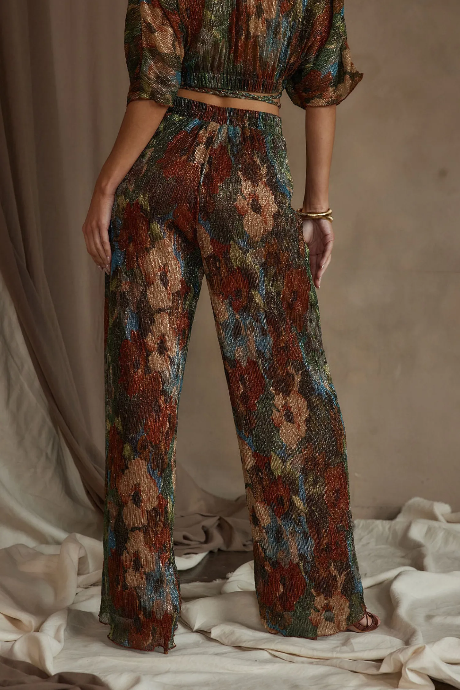 Discount Kaia Multicolor Metallic Floral Pant Pants|Sets