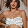 Clearance Keira White Rosette Bandeau Top Undergarments|Bridal Tops