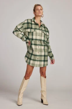 Hot Kellan Emerald Plaid Mini Dress Day Dresses|Mini Dresses