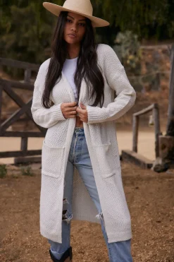 New Kelsey White Long Cardigan Sweaters + Cardis|Long Sleeves