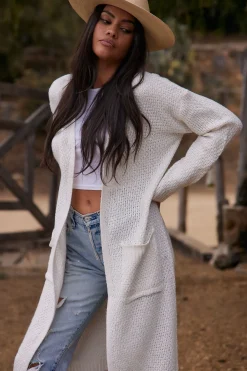 New Kelsey White Long Cardigan Sweaters + Cardis|Long Sleeves