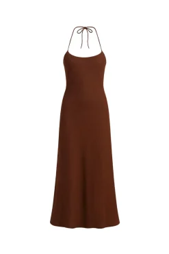 Outlet Laura Mocha Linen Maxi Dress Day Dresses|Vacation Dresses