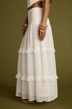 Fashion Liana White Low Rise Maxi Skirt Date Night Bottoms|Bridal Bottoms