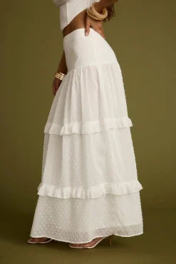 Fashion Liana White Low Rise Maxi Skirt Date Night Bottoms|Bridal Bottoms