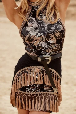 Clearance Like Gold Dust Sequin Fringe Dress Western Bachelorette|Festival Restocked