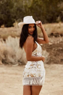 Discount Like Gold Dust White Sequin Fringe Dress The White Edit|Western Bachelorette