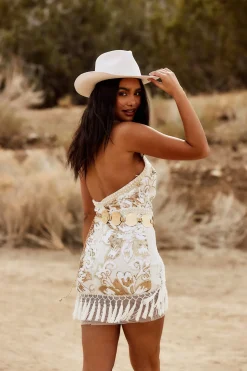 Discount Like Gold Dust White Sequin Fringe Dress The White Edit|Western Bachelorette