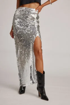 Outlet Liza Silver Maxi Skirt Going Out Bottoms|Bridal Bottoms