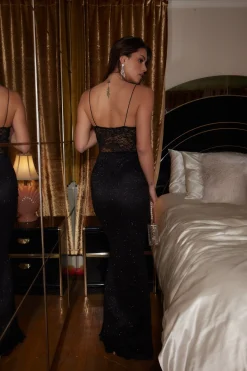 Best Lizette Black Lace Maxi Gown Wedding Guest Dresses|Maxi Dresses