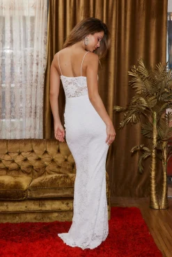 New Lizette White Lace Maxi Dress Engagement Party|Bridal Dresses