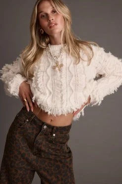 Clearance Lorie Beige Fringe Sweater Sweaters + Cardis|Long Sleeves