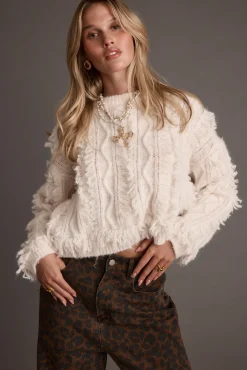 Clearance Lorie Beige Fringe Sweater Sweaters + Cardis|Long Sleeves