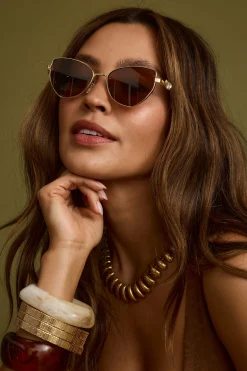 Fashion Lucas Brown Cat Eye Sunglasses Seashells + Wedding Bells|Honeymoon