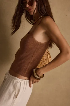 Online Lucero Bronze Lurex Tank Date Night Tops|Tees + Tanks