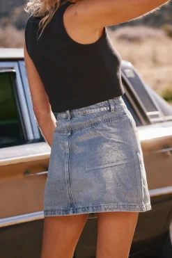 Outlet Macie Coated Mini Skirt Denim|Skirts