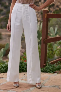 Best Madison White Satin Trousers Work Wear Bottoms|Bridal Bottoms