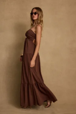 Clearance Mara Mocha Maxi Dress Day Dresses|Vacation Dresses