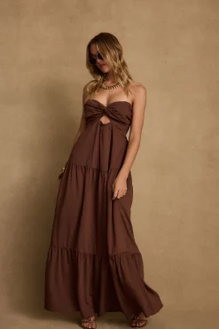 Clearance Mara Mocha Maxi Dress Day Dresses|Vacation Dresses