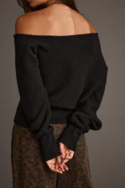 Sale Margot Black Asymmetrical Sweater Sweaters + Cardis|Long Sleeves