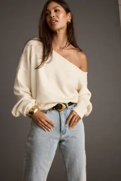 Fashion Margot Cream Asymmetrical Sweater Sweaters + Cardis|Long Sleeves